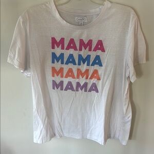 Mud Pie White Tee with Colorful 'MAMA' Design